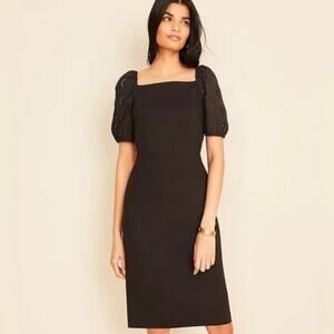 NEW Ann Taylor Eyelet Mixed Media‎ Square Neck Sheath Dress  Size 10T